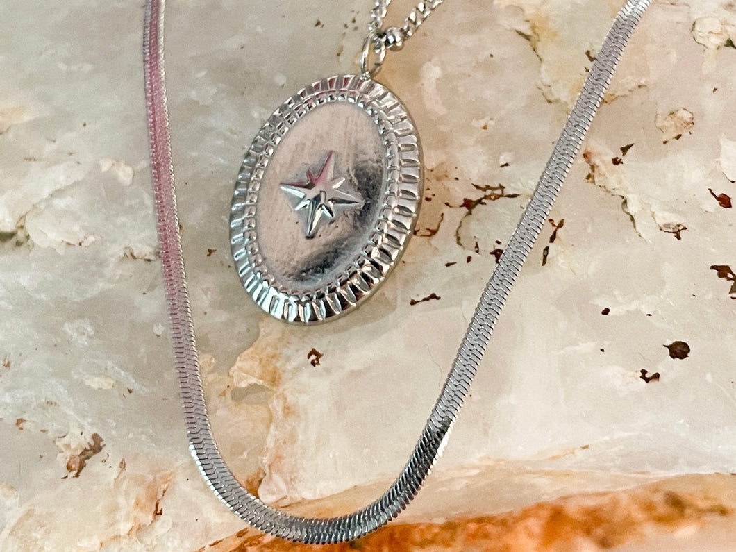 Layered Star Necklace in Silver